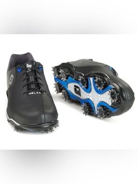 FootJoy Helix Black and Blue Men's Golf Spiked Shoes Size 11w